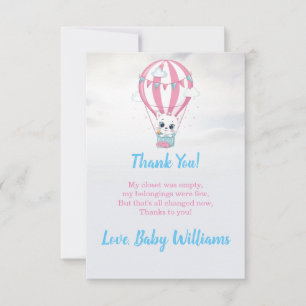 Kitten Hot Air Ballon Babydusche Danke Karte