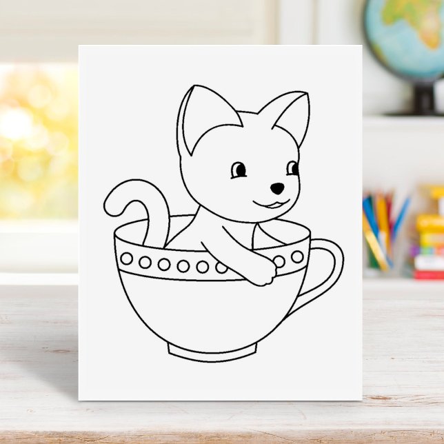 Kitten im Cup - Katze in einer Teacup-Farbseite Gummistempel (Von Creator hochgeladen)