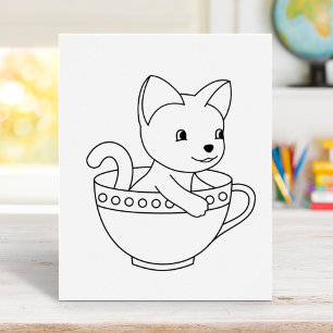 Kitten im Cup - Katze in einer Teacup-Farbseite Poster