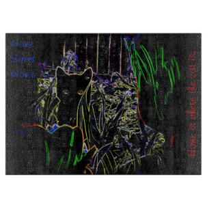 Kitten im Neon Garden-Glass Cutting Board Schneidebrett