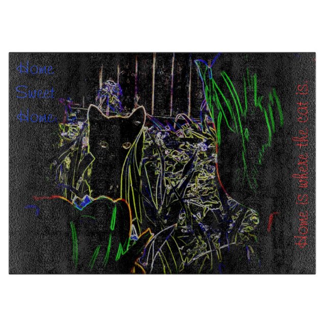 Kitten im Neon Garden-Glass Cutting Board Schneidebrett (Vorderseite)