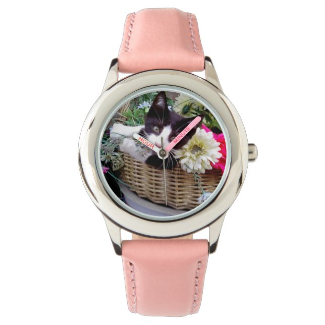 Kitten in a Basket Armbanduhr (Vorderseite)
