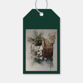 Kitten in a Basket Geschenkanhänger