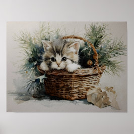 Kitten in a Basket Poster