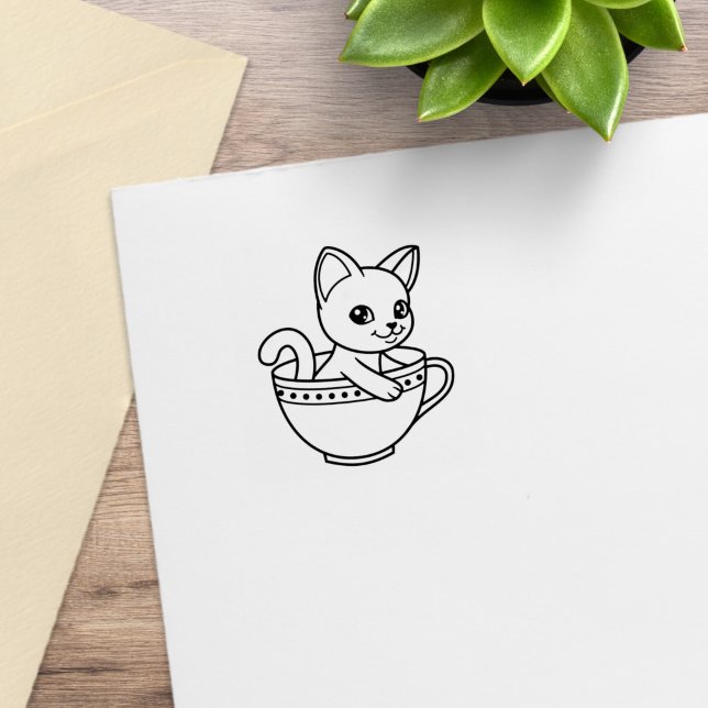 Kitten in a Cup Cat in a Teacup 1x1 Gummistempel (Von Creator hochgeladen)