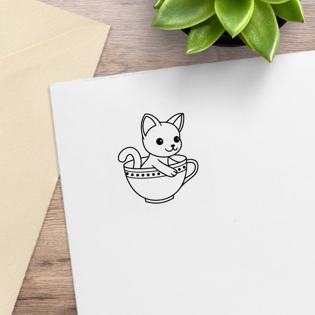 Kitten in a Cup - Cat in a Teacup 1x1 Gummistempel (Von Creator hochgeladen)