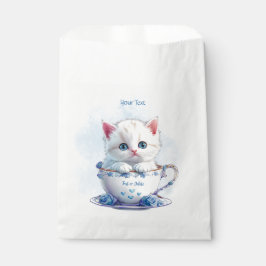 Kitten in Cup Blue Blumen Fevor Taschen Geschenktütchen