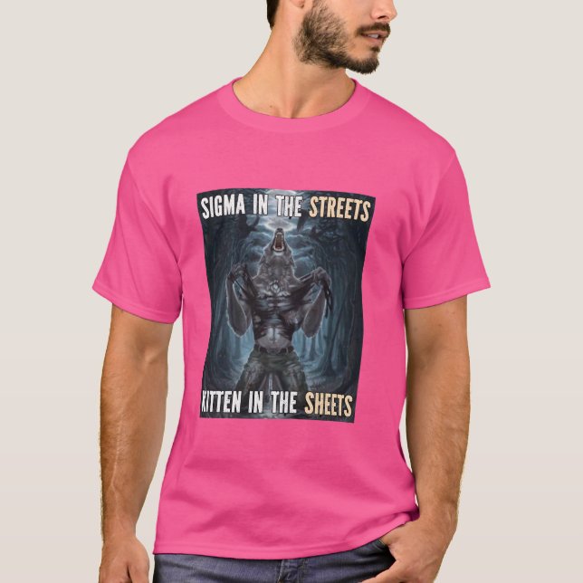 Kitten in den Blättern Sigma Funny Alpha Werewolf  T-Shirt (Vorderseite)