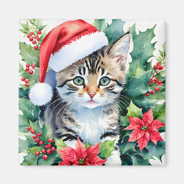 Kitten in der Weihnachtsmannmütze Weihnachten Wass Magnet