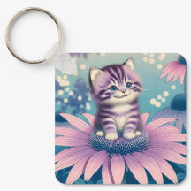 Kitten in lila Blume