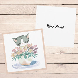 Kitten in Pot Blume Willkommen auf Ihrer neuen Zuh Karte