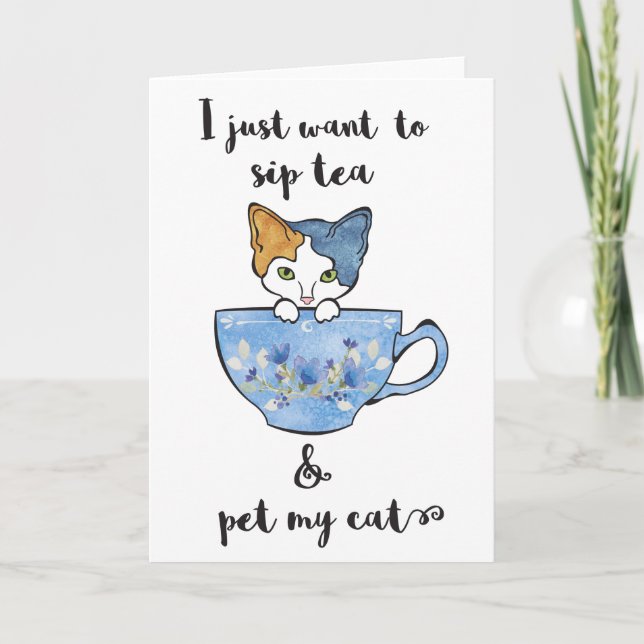Kitten in TeaCup Karte (Vorderseite)