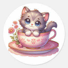 Kitten in Teebecher Sticker