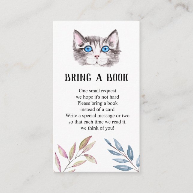 Kitten Kitty Cat Baby Dusche bringen Sie ein Buch  Begleitkarte (Vorderseite)