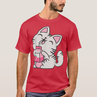 Kitten Lait Boire Otaku Neko Japon T-shirt