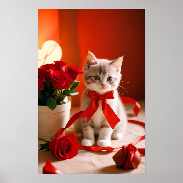 Kitten Liebe Tender Romantisches Geschenk Poster (Vorne)