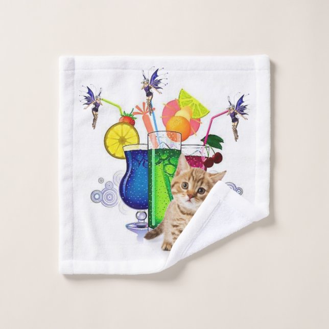 Kitten Lila Küche Badezimmer Handtuch Set (Waschlappen)