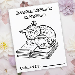 Kitten, livres et café   Page Color Me