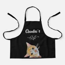 Kitten looking art and name All-Over Print Apron Schürze