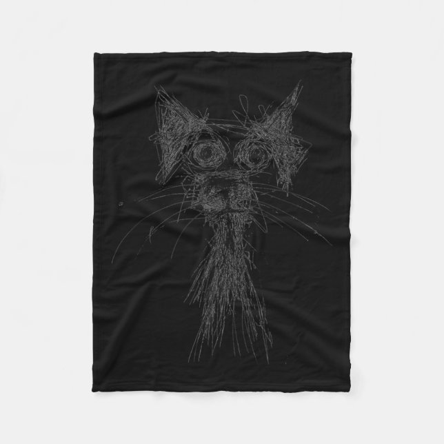 Kitten Lover Abstract Scribble Art Cute Cat Cat  Fleecedecke (Vorderseite)