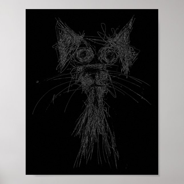 Kitten Lover Abstract Scribble Art Cute Cat Cat  Poster (Vorne)