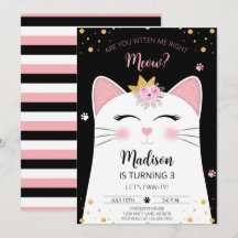 Kitten Meow Birthday Black