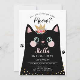 Kitten Meow Pink Crown Girl Kitty Cat Geburtstag Einladung
