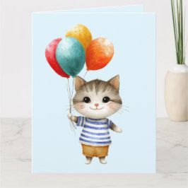 Kitten mit Birthday Balloons | Niedliches Party Ce Karte