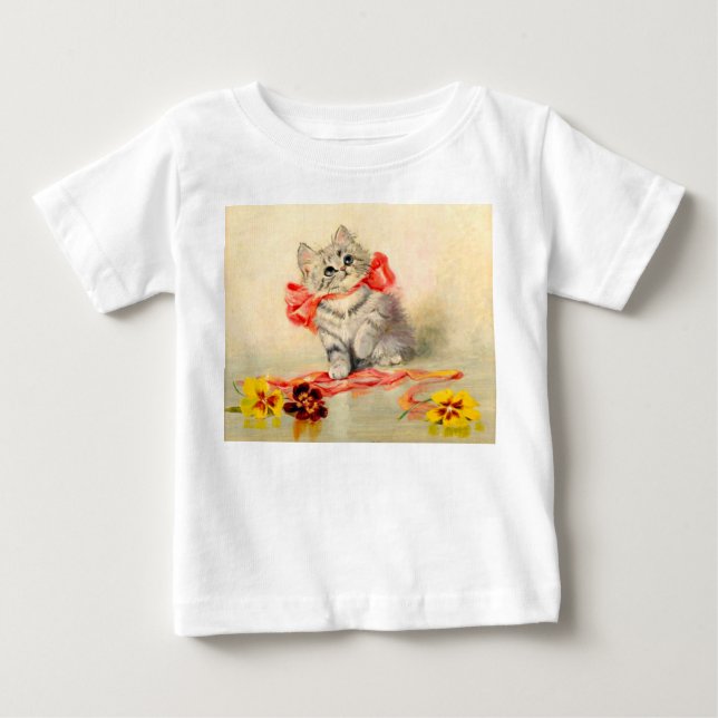 Kitten mit einem roten Band Baby T-shirt (Vorderseite)