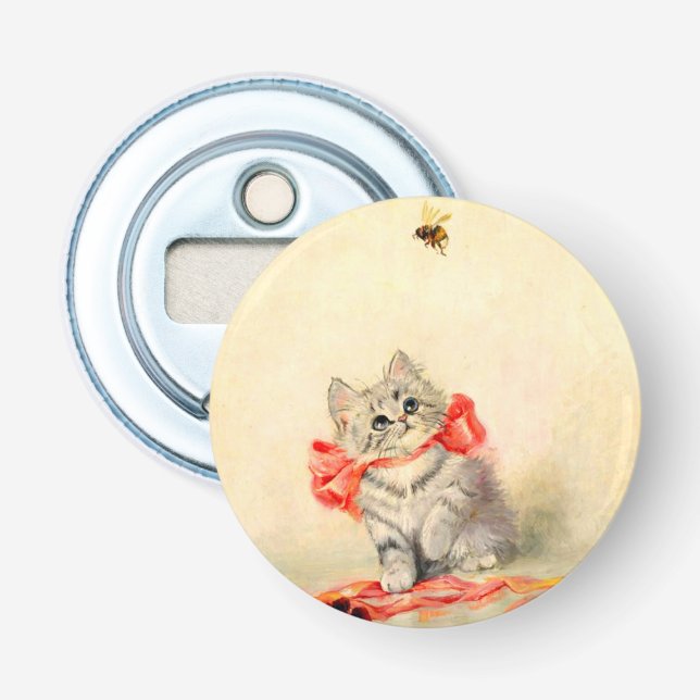 Kitten mit einem roten Band Flaschenöffner (Vorderseite)