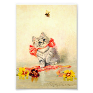 Kitten mit einem roten Band Fotodruck