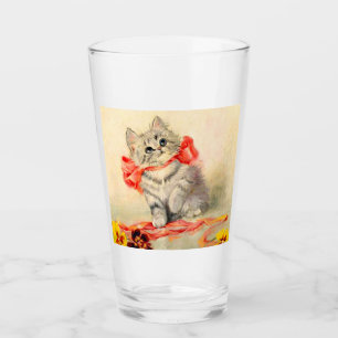 Kitten mit einem roten Band Glas
