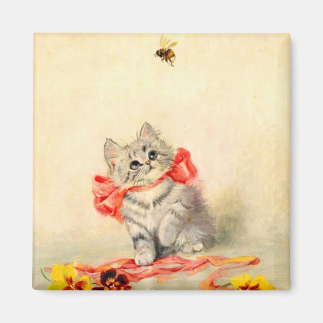 Kitten mit einem roten Band Magnet (Vorne)