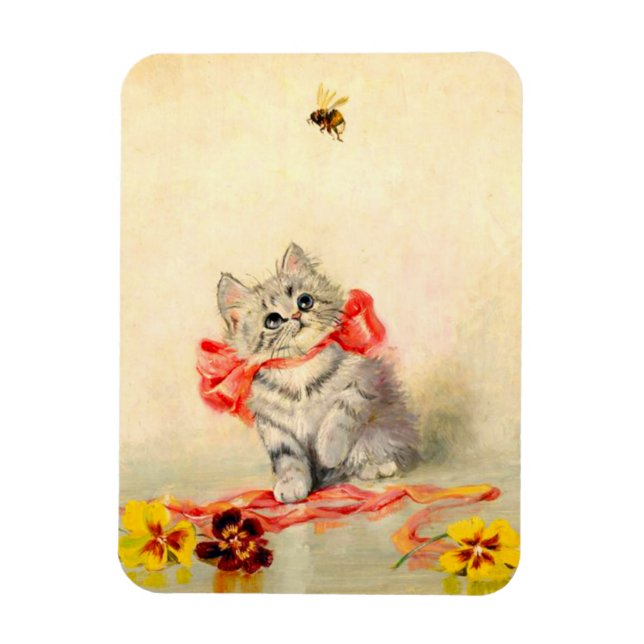 Kitten mit einem roten Band Magnet (Vertikal)