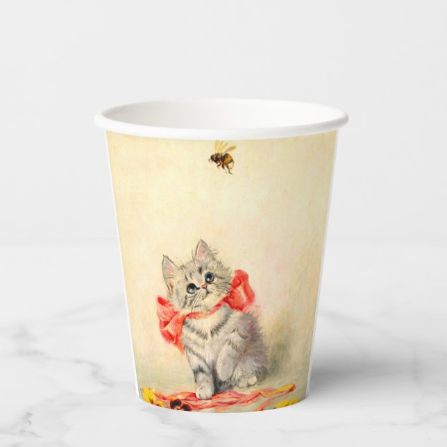 Kitten mit einem roten Band Pappbecher (Vorderseite)