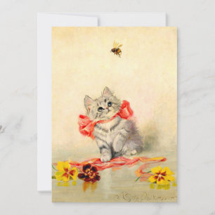 Kitten mit einem roten Band Save The Date