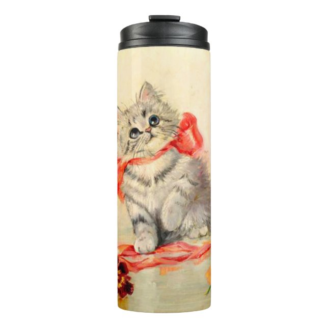 Kitten mit einem roten Band Thermosbecher (Vorderseite)