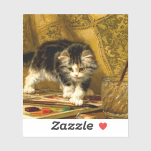 Kitten mit Farbe und Pinsel Aufkleber