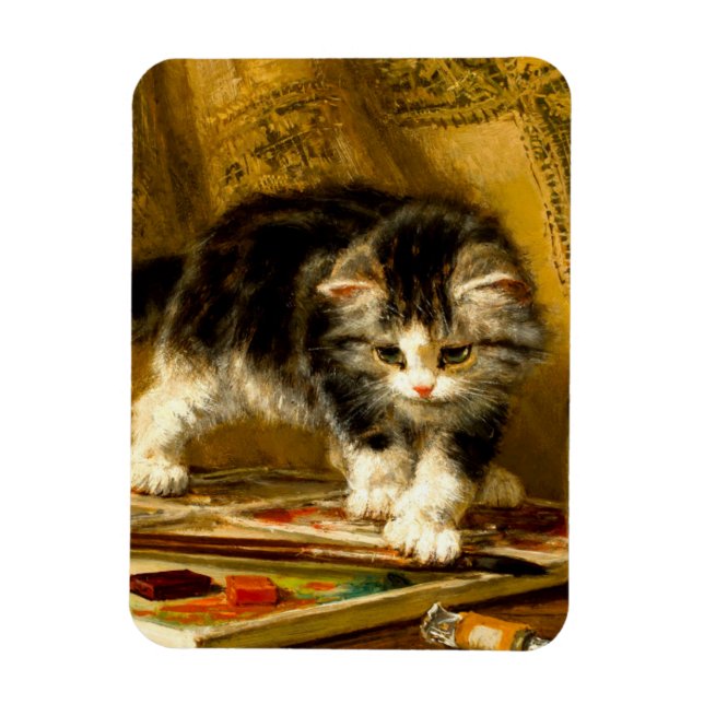 Kitten mit Farbe und Pinsel Magnet (Vertikal)