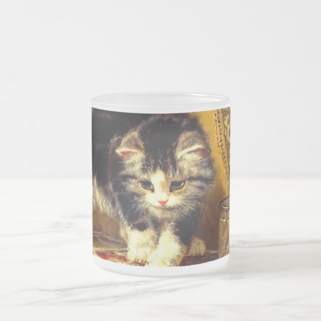 Kitten mit Farbe und Pinsel Mattglastasse (Mittel)