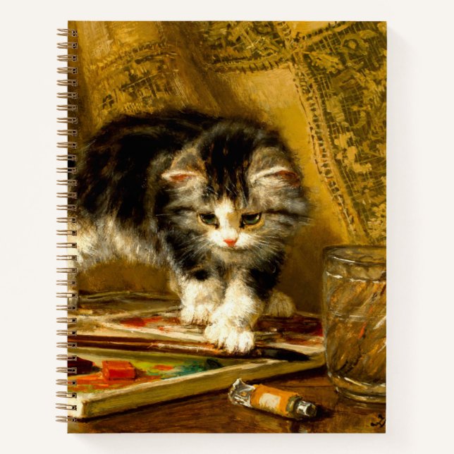 Kitten mit Farbe und Pinsel Notizbuch (Vorderseite)