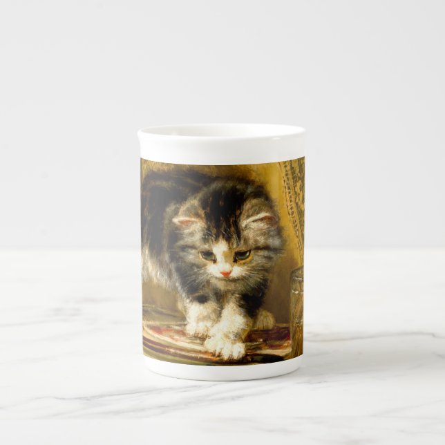 Kitten mit Farbe und Pinsel Prozellantasse (Vorderseite)