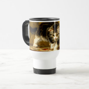 Kitten mit Farbe und Pinsel Reisebecher