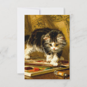Kitten mit Farbe und Pinsel RSVP Karte