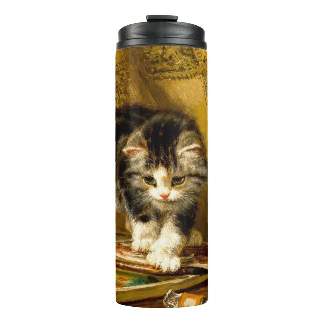 Kitten mit Farbe und Pinsel Thermosbecher (Vorderseite)