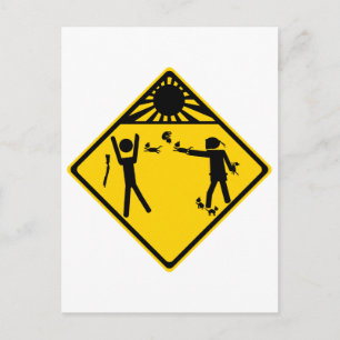 Kitten Ninja Road Sign Postkarte