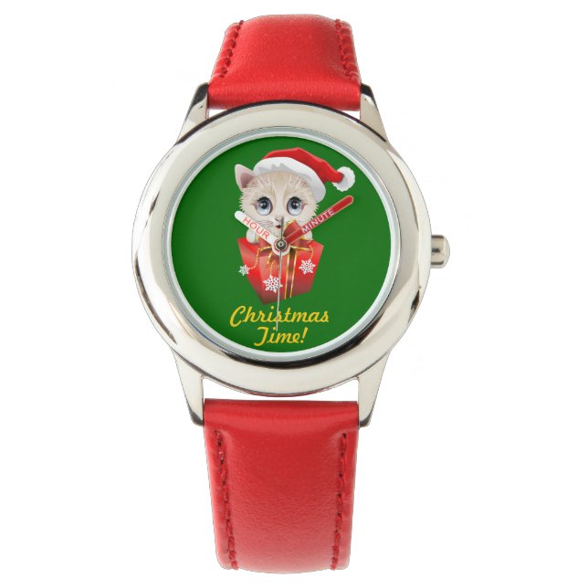 Kitten Noël Père Noël avec Montres Cadeaux (devant)