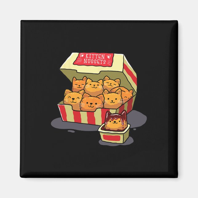 Kitten Nuggets Food Pub Cat Lover Geschenk Hühnche Magnet (Vorne)