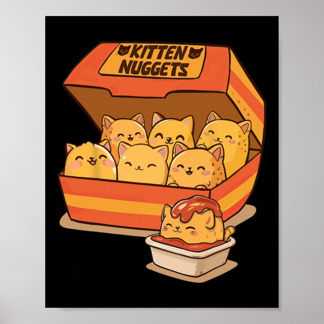 Kitten Nuggets Fun Niedlich Food Katzenkatze Lover Poster (Vorne)