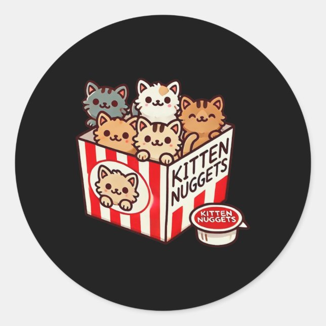 Kitten Nuggets Funny Niedlich Food Puff Cat Lover  Runder Aufkleber (Vorderseite)